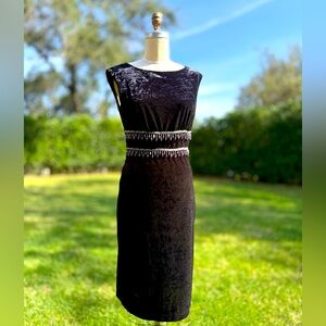 Privilege-Paris, Soft Black Velvet cocktail dress with embellishment. Size M